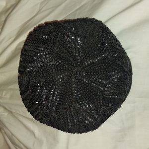 SAKS VINTAGE FIFTH AVENUE SEQUINE BLACK HAT.